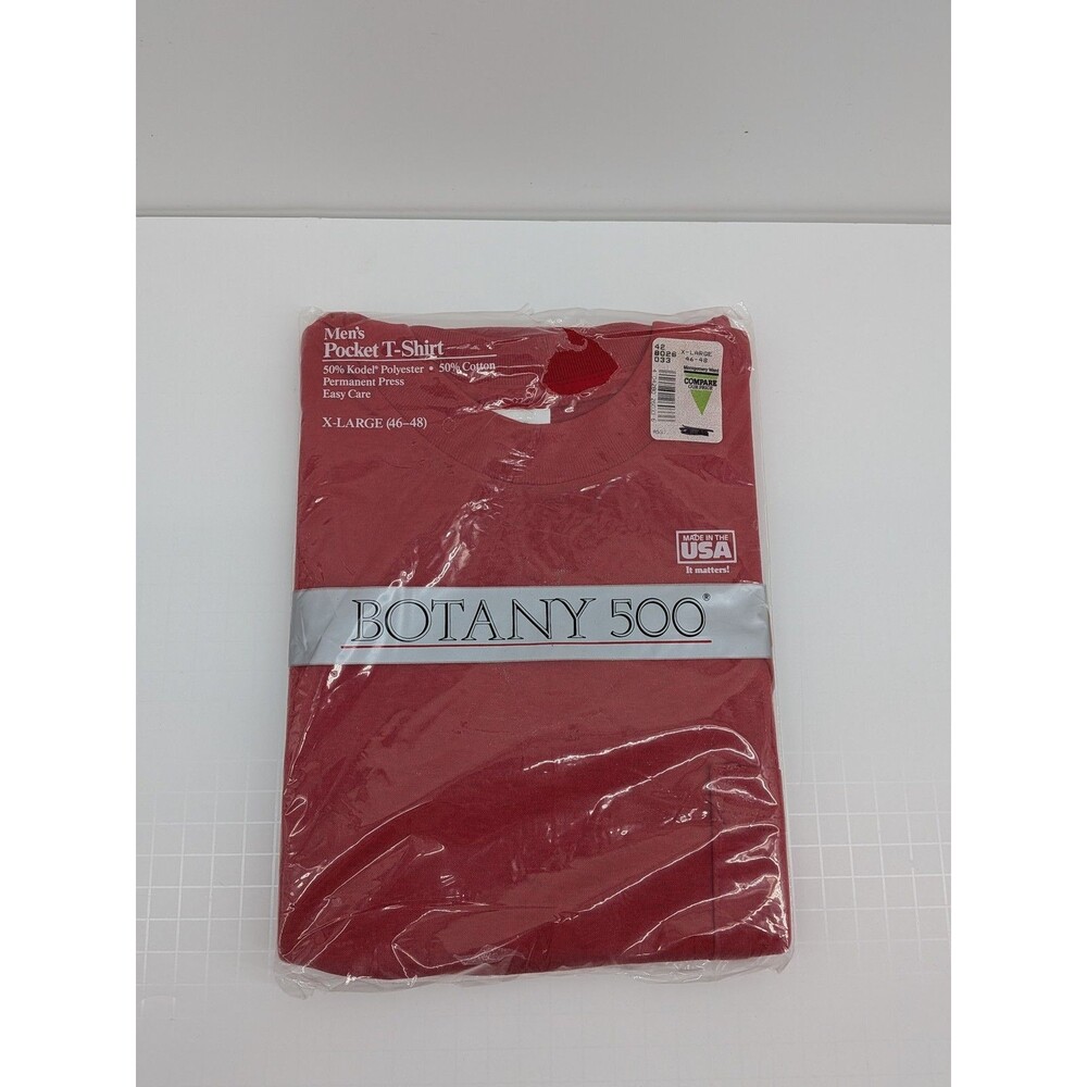 NWT Vintage Botany 500 Men's Pocket T-Shirt X-Large 46-48 Red Made in USA NOS